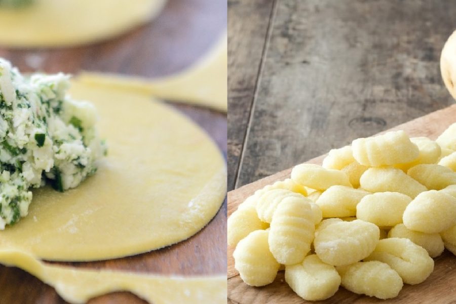 Pre-cooked flours in the fillings and potato gnocchi